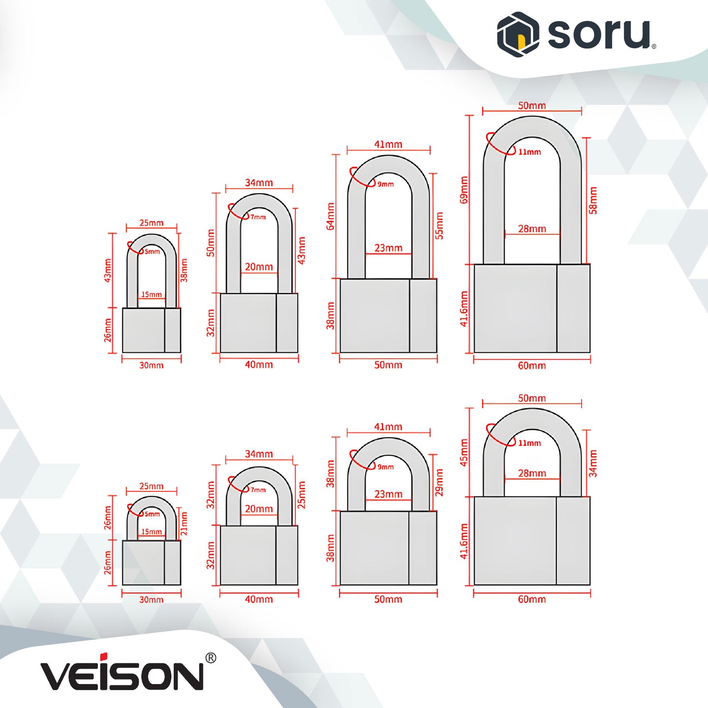 VEISON Gembok Anti Karat SUS304 Stainless Steel Square