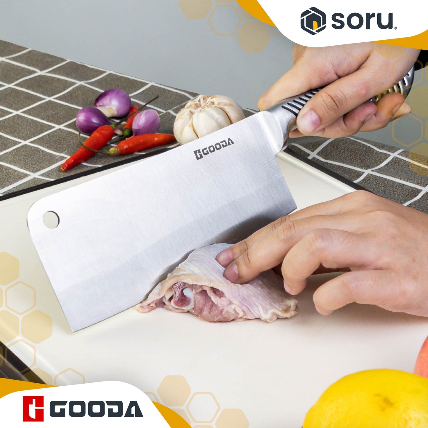 GOODA Set Pisau Dapur Stainless 7in1 dengan Akrilik Stand Knife Set 7in1 with Acrylic Stand GA-014