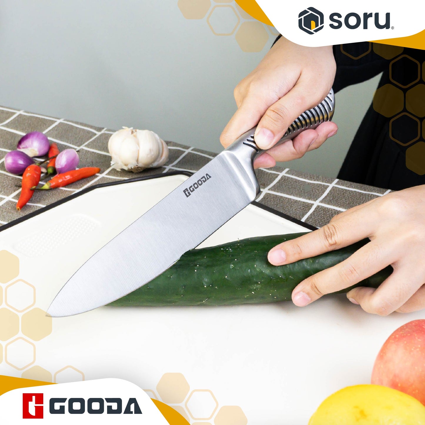 GOODA Set Pisau Dapur Stainless 7in1 dengan Akrilik Stand Knife Set 7in1 with Acrylic Stand GA-014