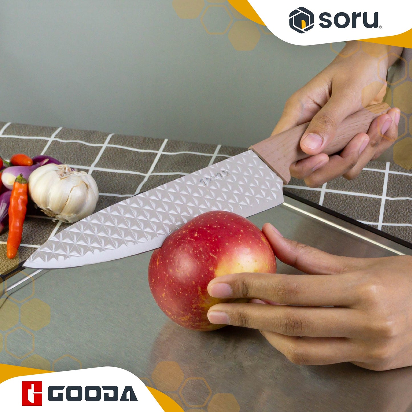 GOODA Set Pisau Dapur Stainless 5in1 dengan Tempat Pisau Knife Set 5in1 with Knife Stand GA-019