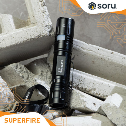 SUPERFIRE Senter LED Zoomable Flashlight 780LM 4000mAh Type-C IP43 SFV8-T