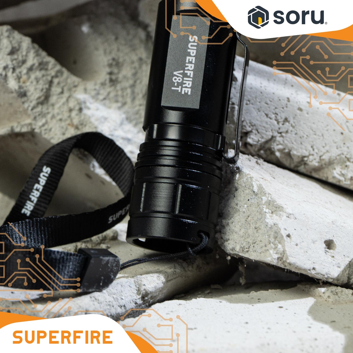 SUPERFIRE Senter LED Zoomable Flashlight 780LM 4000mAh Type-C IP43 SFV8-T