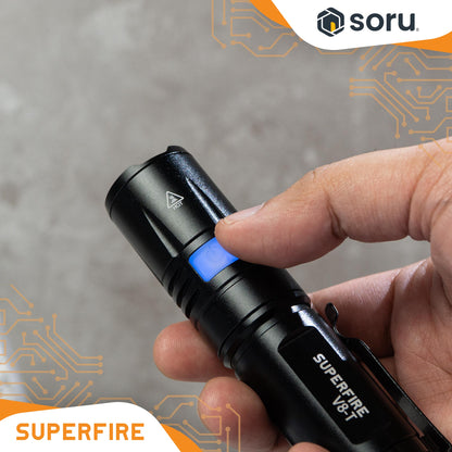 SUPERFIRE Senter LED Zoomable Flashlight 780LM 4000mAh Type-C IP43 SFV8-T