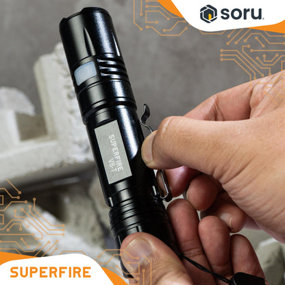 SUPERFIRE Senter LED Zoomable Flashlight 780LM 4000mAh Type-C IP43 SFV8-T