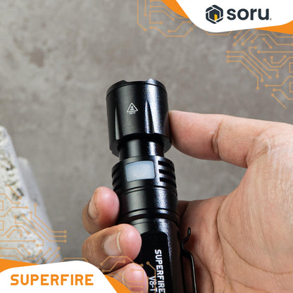 SUPERFIRE Senter LED Zoomable Flashlight 780LM 4000mAh Type-C IP43 SFV8-T