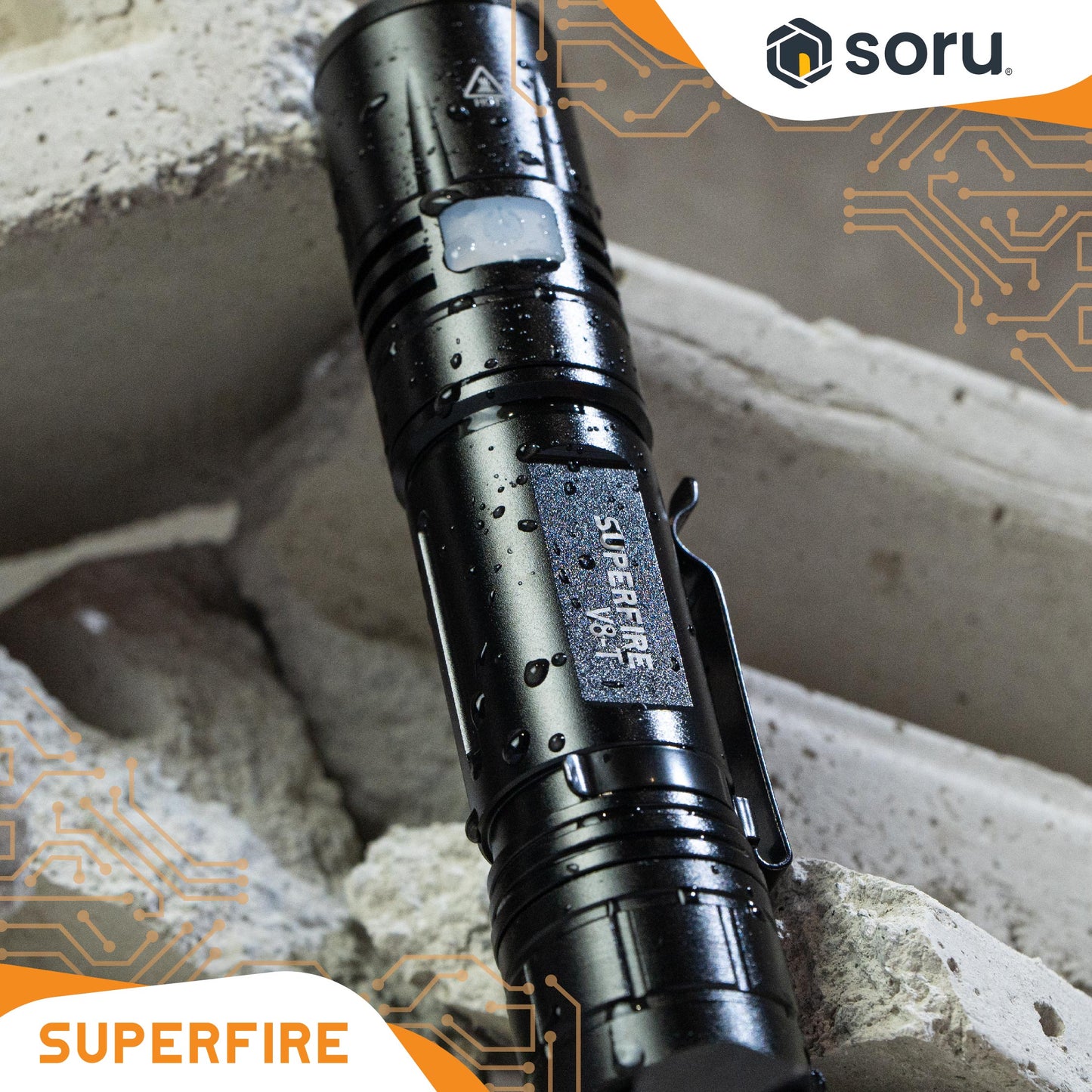 SUPERFIRE Senter LED Zoomable Flashlight 780LM 4000mAh Type-C IP43 SFV8-T