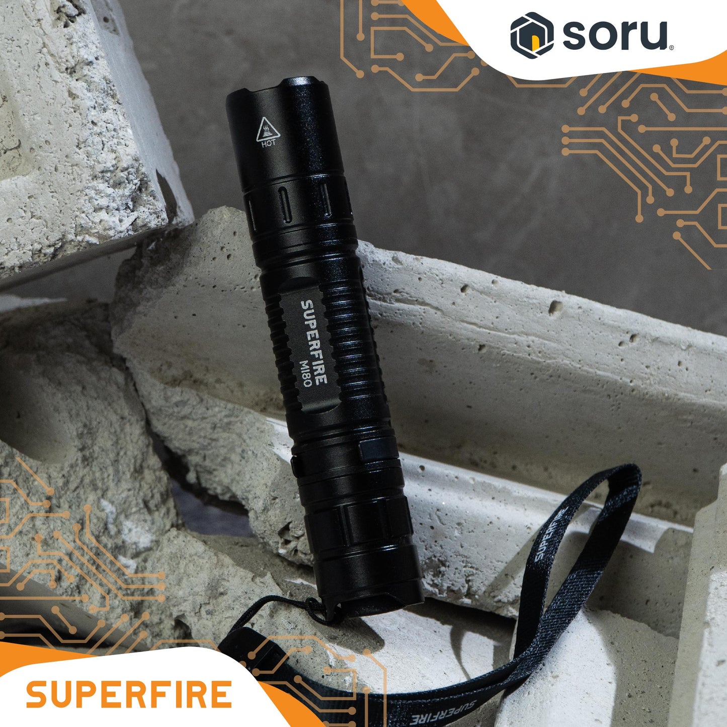 SUPERFIRE Senter LED Flashlight Waterproof 300 Lumens 1400mAh SFMI80