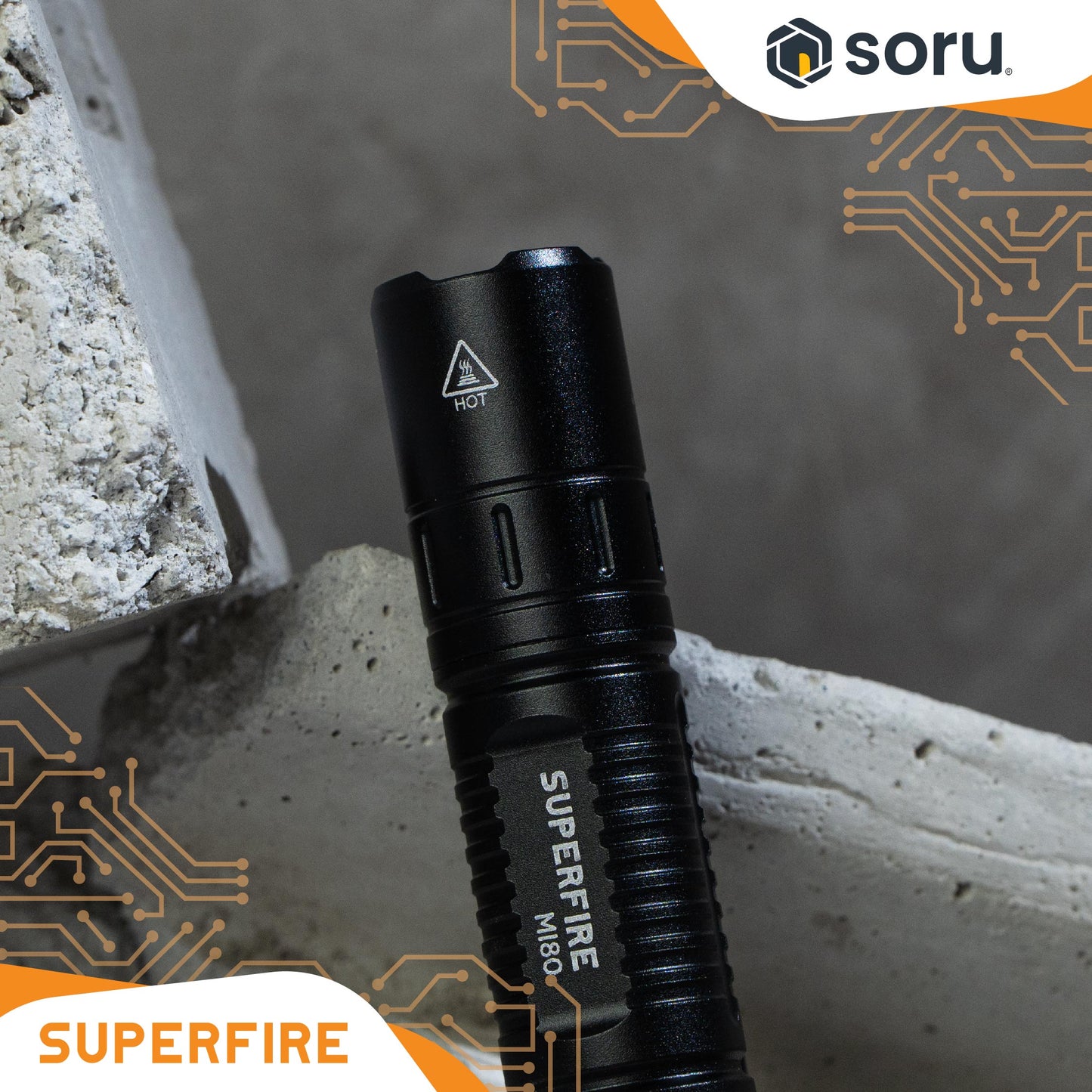 SUPERFIRE Senter LED Flashlight Waterproof 300 Lumens 1400mAh SFMI80