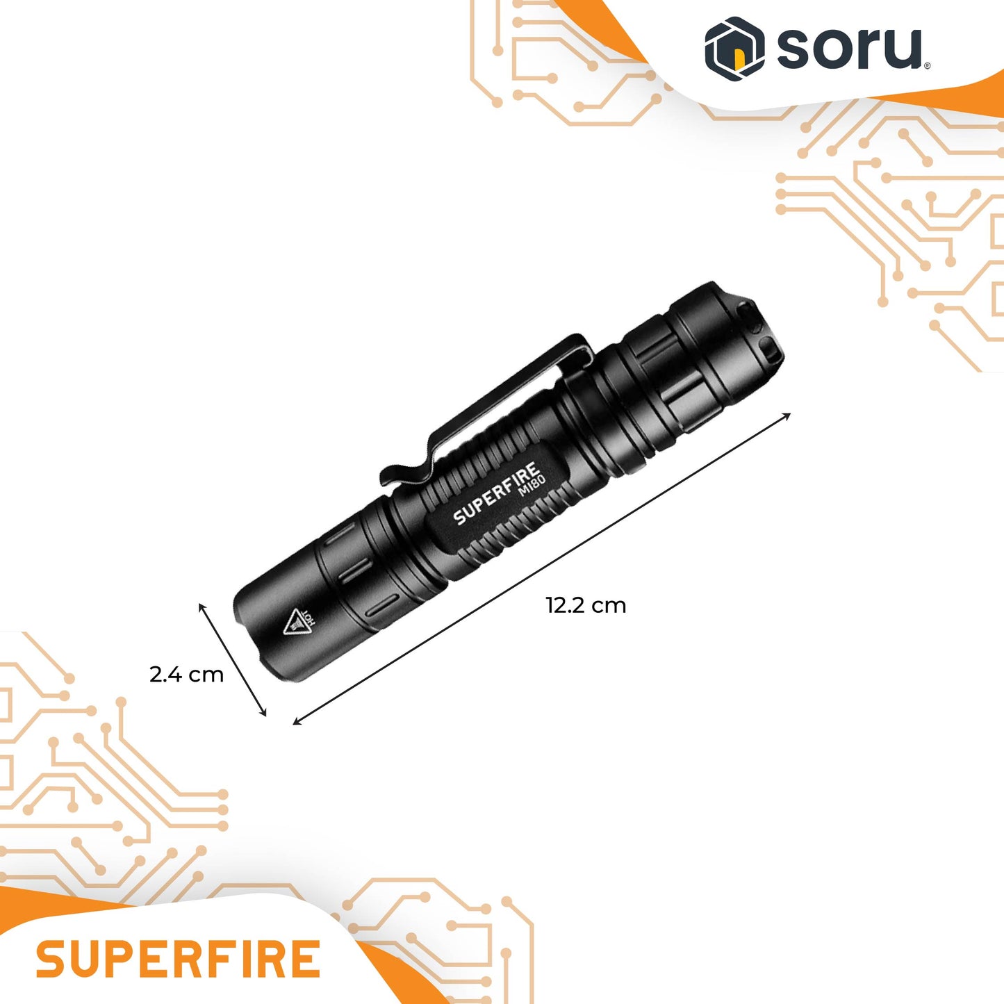 SUPERFIRE Senter LED Flashlight Waterproof 300 Lumens 1400mAh SFMI80