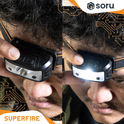 SUPERFIRE Lampu Kepala Senter Kepala Headlamp Multifunction Sensor 120 Lumens IP44 SFHL05-K