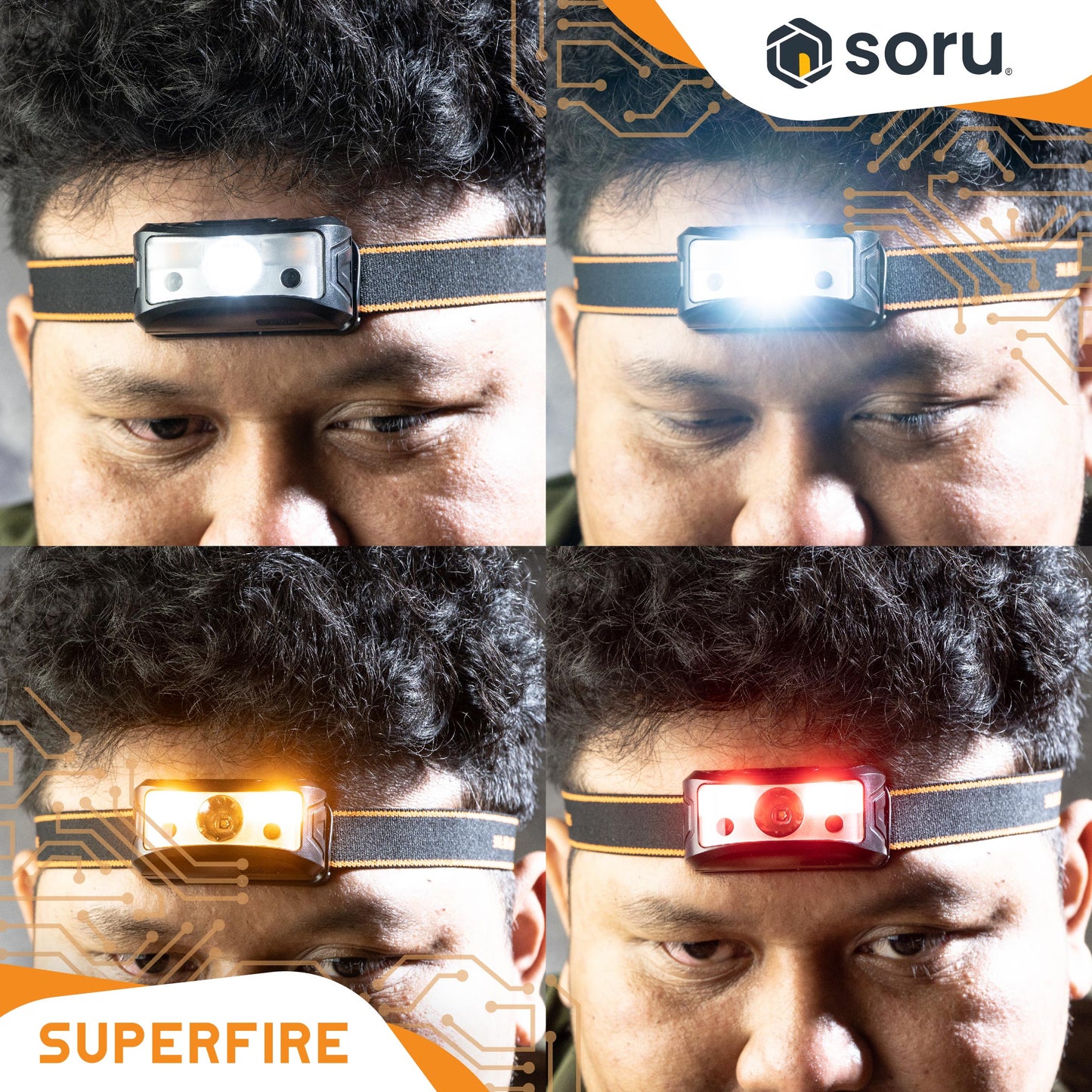 SUPERFIRE Lampu Kepala Senter Kepala Headlamp Multifunction Sensor 120 Lumens IP44 SFHL05-K