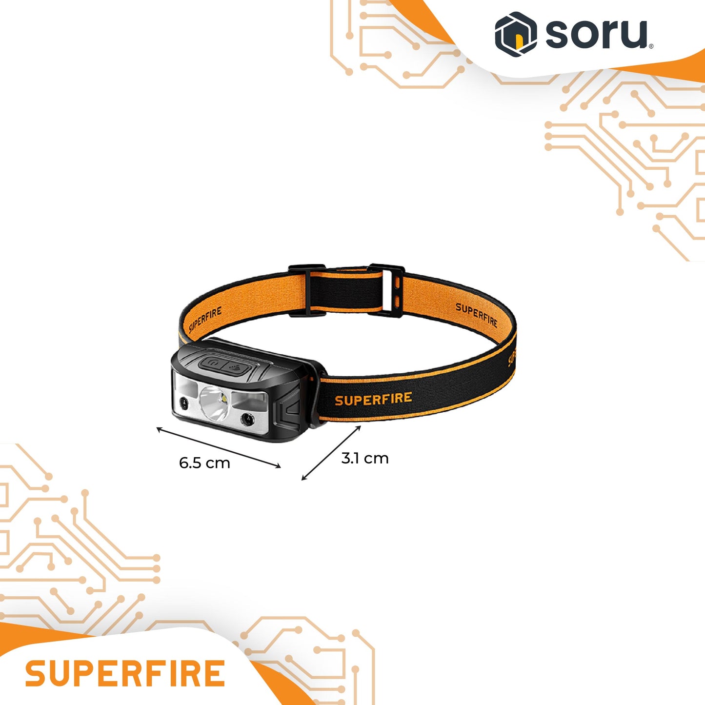 SUPERFIRE Lampu Kepala Senter Kepala Headlamp Multifunction Sensor 120 Lumens IP44 SFHL05-K