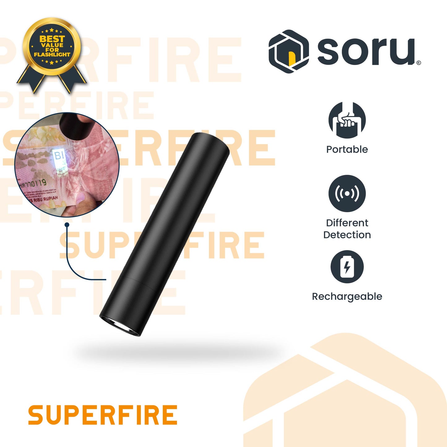 SUPERFIRE Senter LED UV Flashlight 800mAh SFS11-H