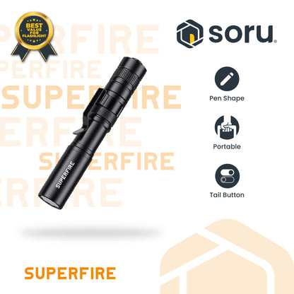 SUPERFIRE Senter LED Mini Pen Light 55 Lumens AAA Battery IP44 SFX18