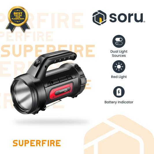 SUPERFIRE Lampu Sorot Senter Dual Searchlight 440 Lumens 1500mAh*2 SFM9-X